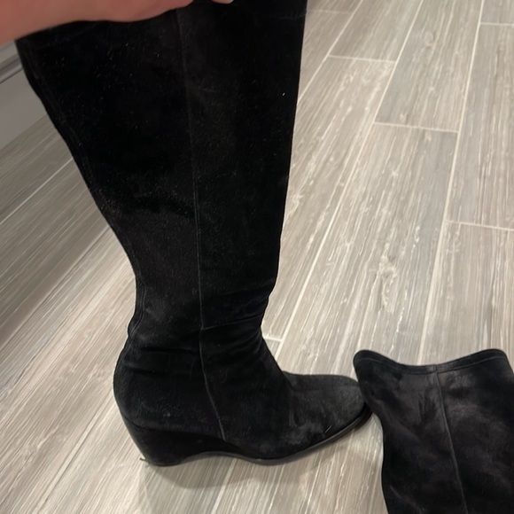 Franco Sarto Black Suede leather knee boots with ankle zip, 7.5 - Picture 2 of 4